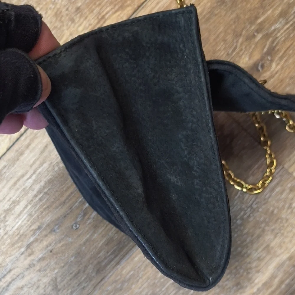Vintage Black Crossbody Bag Gold Chain